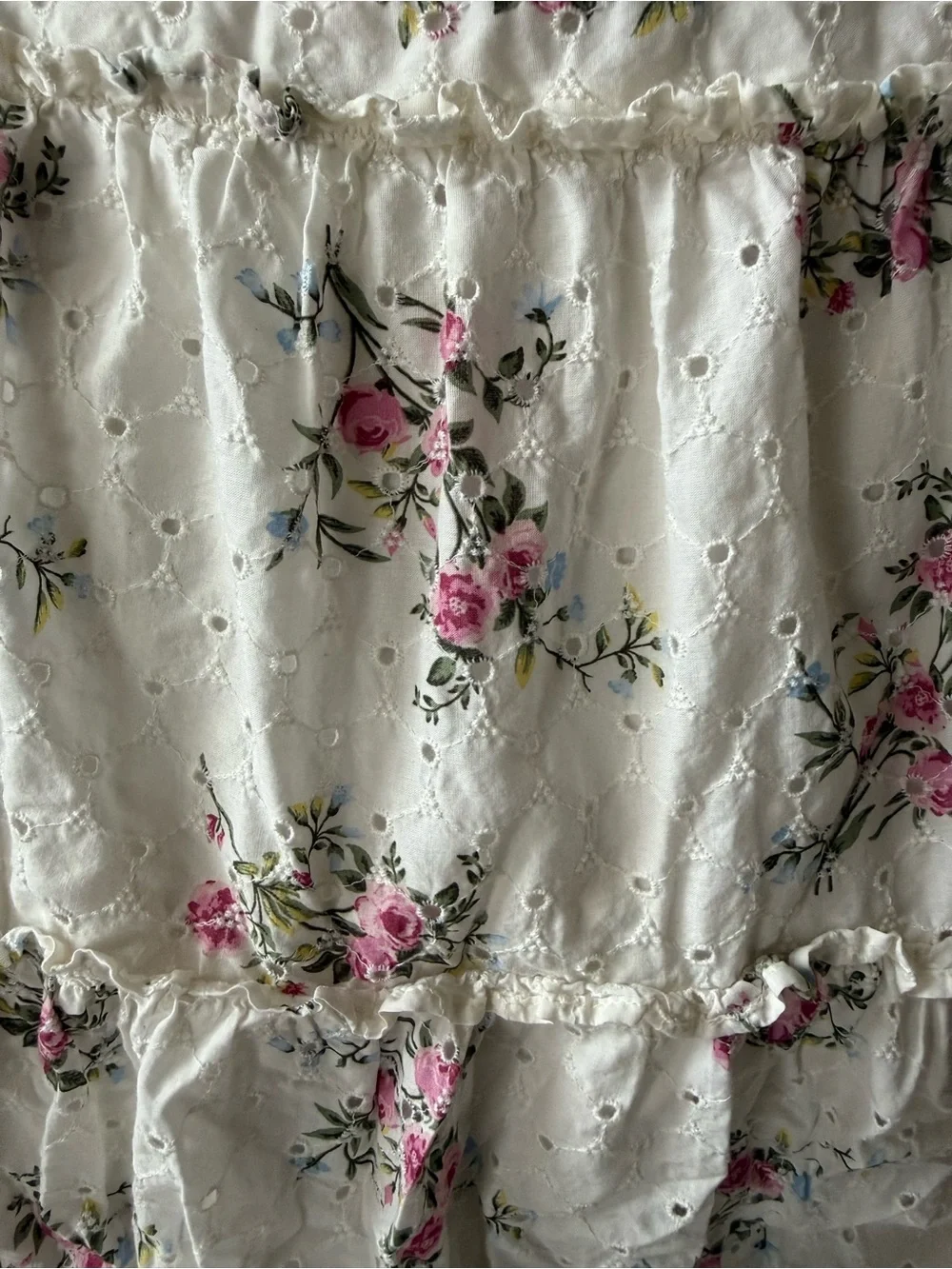 Gymboree Cream Eyelet Dress with Pink Floral Print